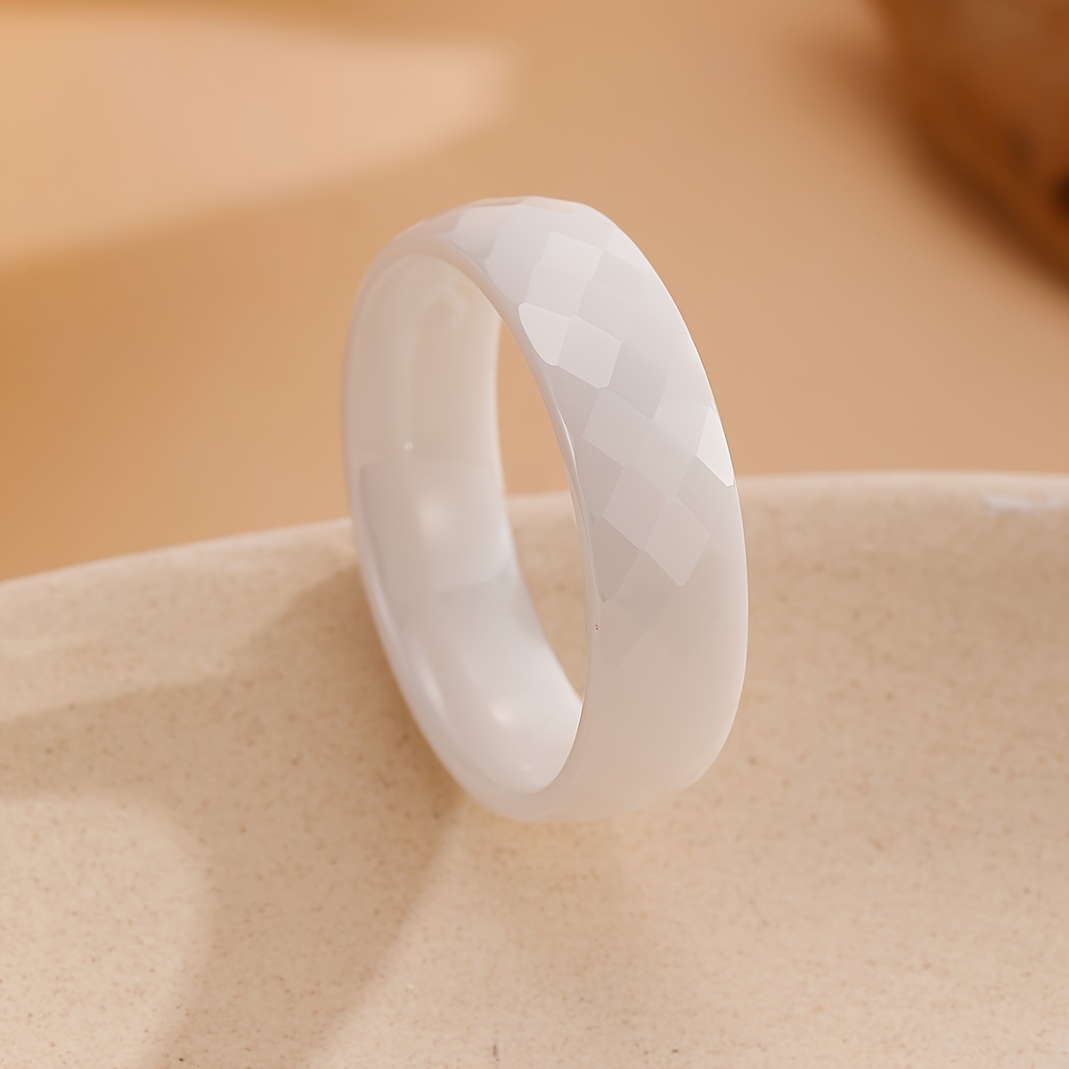 Geometric Cut Ceramic Ring for Couple